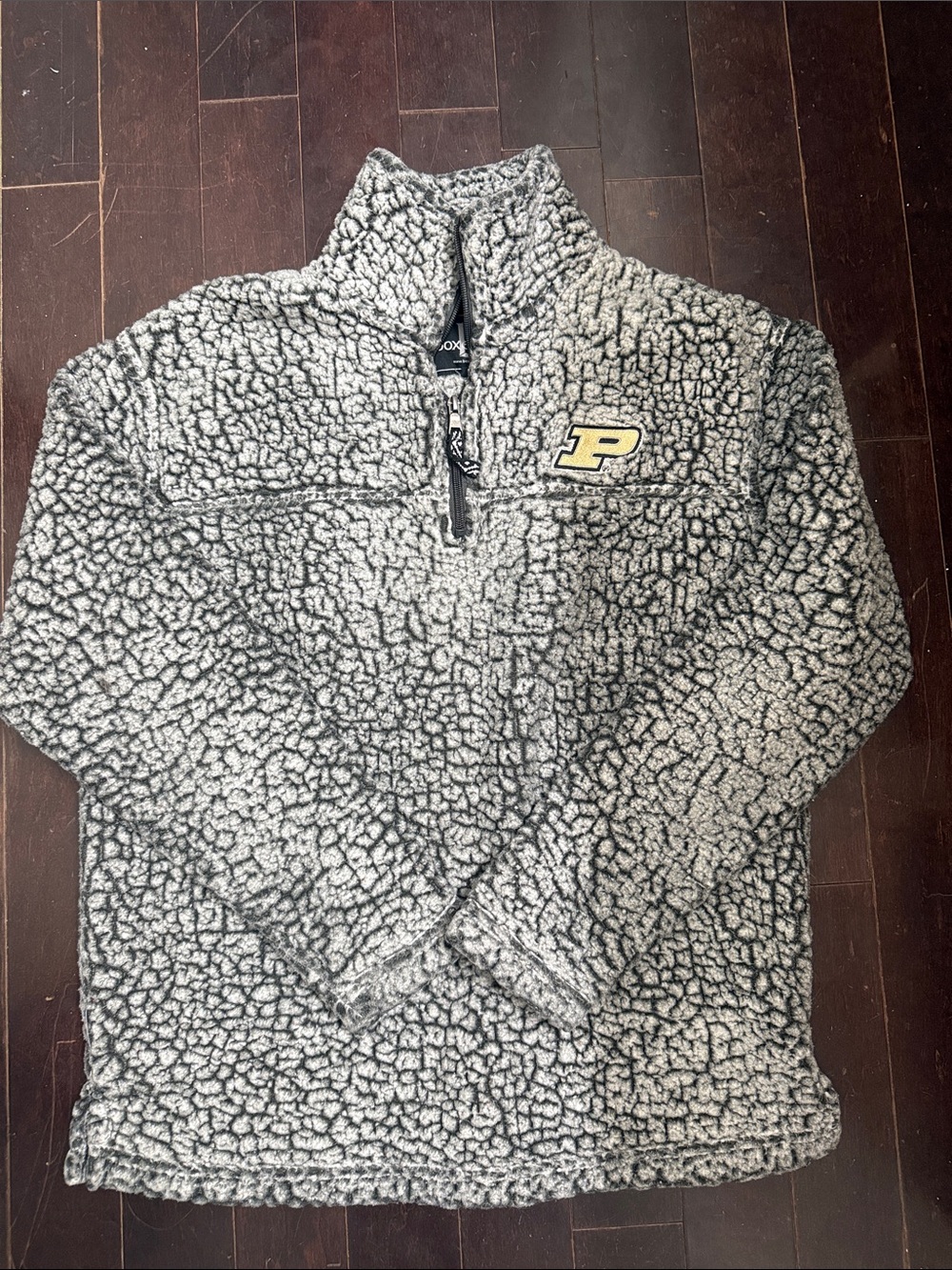 Purdue University Gray Sherpa Pullover with P Patch